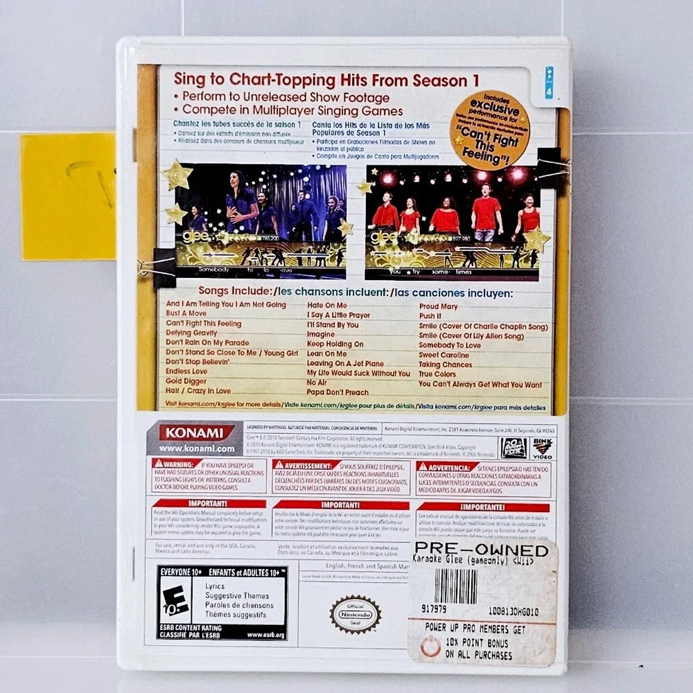 Glee Karaoke Revolution Wii Case Manual Only No Game Disc Konami Replacement Box